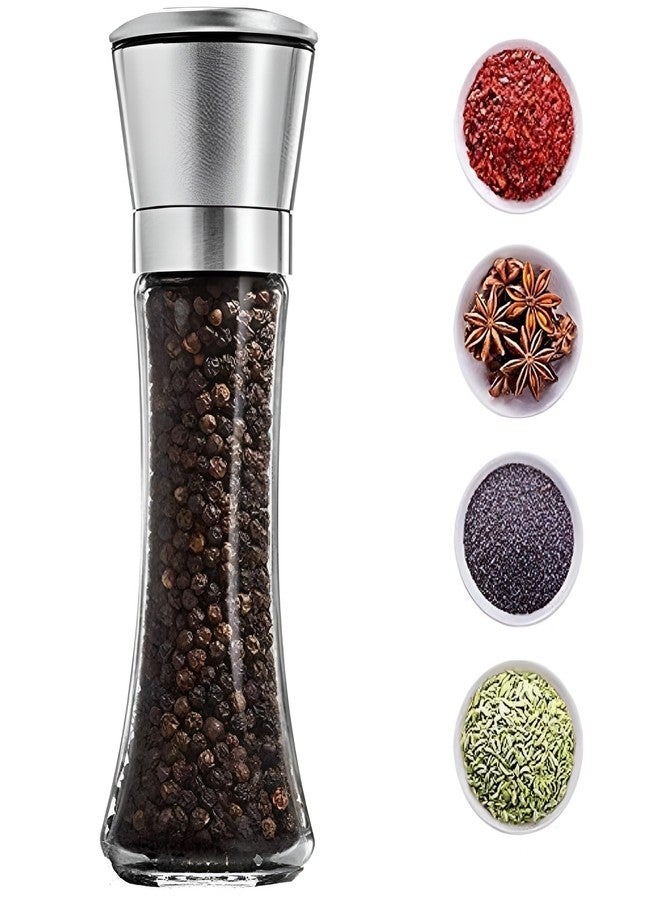 JIGSHTIAL مطحنة ملح وفلفل جيغشتيال مع إمكانية تعديل درجة الخشونة، مطحنة فلفل، مطحنة ملح، مطحنة فلفل أسود (عبوة واحدة) - Image 1